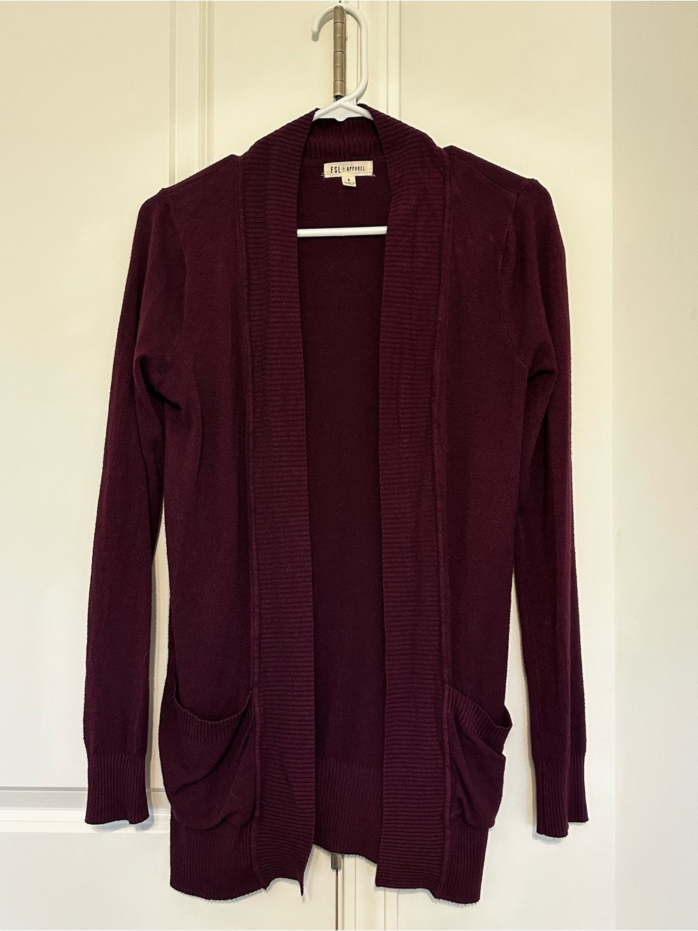 FSL + APPAREL Open Front Cardigan Purple Size Small Like New